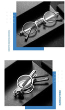 Load image into Gallery viewer, Small Metal Round Folding Reading Glasses Retro Circle Blue Light Computer Grade Glasses Narrow Eyeglasses Frame And Anti Glare Reading Glasses Foldable Computer Reading Glasses For Men  +3.5
