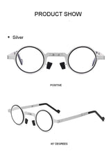 Load image into Gallery viewer, Small Metal Round Folding Reading Glasses Retro Circle Blue Light Computer Grade Glasses Narrow Eyeglasses Frame And Anti Glare Reading Glasses Foldable Computer Reading Glasses For Men  +3.5
