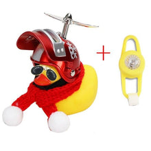 Load image into Gallery viewer, Small Yellow Bike Duck Bicycle Bell Luminous Airscrew Helmet Duck Ducky Bicycle Wind Motor Riding Cycling Lights Horn Rubber Duck Toy Car Ornaments Yellow Duck Car Dashboard Decorations Squeeze Duck Bicycle Horns With Propeller Helmet
