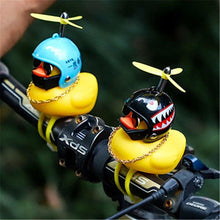 Load image into Gallery viewer, Small Yellow Bike Duck Bicycle Bell Luminous Airscrew Helmet Duck Ducky Bicycle Wind Motor Riding Cycling Lights Horn Rubber Duck Toy Car Ornaments Yellow Duck Car Dashboard Decorations Squeeze Duck Bicycle Horns With Propeller Helmet

