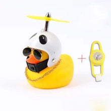 Load image into Gallery viewer, Small Yellow Bike Duck Bicycle Bell Luminous Airscrew Helmet Duck Ducky Bicycle Wind Motor Riding Cycling Lights Horn Rubber Duck Toy Car Ornaments Yellow Duck Car Dashboard Decorations Squeeze Duck Bicycle Horns With Propeller Helmet
