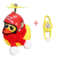 Load image into Gallery viewer, Small Yellow Bike Duck Bicycle Bell Luminous Airscrew Helmet Duck Ducky Bicycle Wind Motor Riding Cycling Lights Horn Rubber Duck Toy Car Ornaments Yellow Duck Car Dashboard Decorations Squeeze Duck Bicycle Horns With Propeller Helmet
