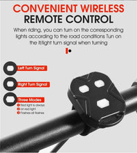Load image into Gallery viewer, Smart Bike Light Wireless Remote Control Cycling Turning Signal Taillight USB Bicycle Rechargeable Rear Light LED Warning Lamp Bicycle Rear Light Safety Warning Bike Lights Brightest Bike Indicators Fit  Saddle Rears
