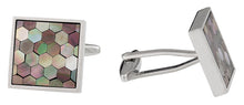 Load image into Gallery viewer, Smokey Mother of Pearl Honeycomb Cufflinks
