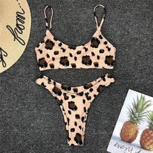 Load image into Gallery viewer, Snakeskin Bikini Women Swimwear Leopard Bikinis Swim Suit Push Up Swimsuit  Women's Bikini Scoop Neck Straps Cutout Crop Top with Cheeky Bottom Two Piece Swimsuits Female Beachwear Swimming Bikini Women
