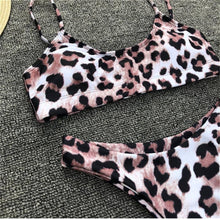 Load image into Gallery viewer, Snakeskin Bikini Women Swimwear Leopard Bikinis Swim Suit Push Up Swimsuit  Women's Bikini Scoop Neck Straps Cutout Crop Top with Cheeky Bottom Two Piece Swimsuits Female Beachwear Swimming Bikini Women
