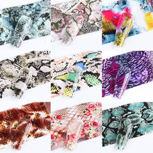 Load image into Gallery viewer, Snakeskin Nail Foils for Nails Transfer Paper Sticker Sexy Sliders Adhesive Paper Wraps Snake Nail Art Decorations Women Nail Decorations Accessories Metal Curve Stripe Lines Design Letter Nail Sticker Adhesive Decoration
