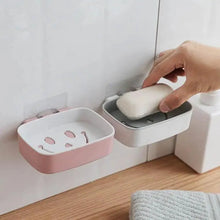 Load image into Gallery viewer, Soap Rack No Drilling Wall Mounted Double Layer Soap Holder Soap Sponge Dish Bathroom Accessories Soap Dishes Self Adhesive Soap Dish Bar Soap Holder Soap Dishes Tray Saver Case Box for Shower Bathroom Kitchen Dish Drainer Drying Rack
