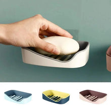 Load image into Gallery viewer, Soap Rack No Drilling Wall Mounted Double Layer Soap Holder Soap Sponge Dish Bathroom Accessories Soap Dishes Self Adhesive Soap Dish Bar Soap Holder Soap Dishes Tray Saver Case Box for Shower Bathroom Kitchen Dish Drainer Drying Rack
