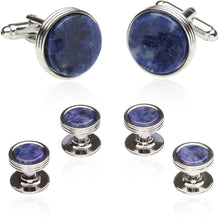 Load image into Gallery viewer, Blue Sodalite Formal Set of Cufflinks and Studs
