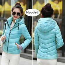 Load image into Gallery viewer, Soft And Comfortable Winter Jacket For Women Short Women's Thicken Outerwear In solid hooded Coats Zipper For Female Slim Cotton padded basic tops
