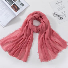 Load image into Gallery viewer, Soft Muslim Crinkle Hijab Scarf Soft Cotton Headscarf Ultra Soft Breathable Head Scarf Islamic Head Wraps Hijab For Women 70*175cm
