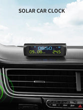 Load image into Gallery viewer, Solar Car Digital Clock with LCD Time Date In-Car Temperature Display for Outdoor Personal Car Part Decoration Universal Wireless Car Head Up Display Digital GPS Speedometer MPH Solar Battery USB Charged with Time Clock
