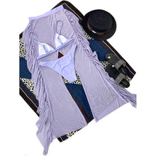 Load image into Gallery viewer, Solid bikini Mesh 3 Pieces Set Swimsuit 3 Pieces Swimsuit Solid Padded Swimwear with Maxi Wrap Skirt Beach Vacation Swim Bath Wear Women Elegant Swimwear Female Ruffle Swimming Suit Sports Bathing Suit
