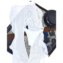 Load image into Gallery viewer, Solid bikini Mesh 3 Pieces Set Swimsuit 3 Pieces Swimsuit Solid Padded Swimwear with Maxi Wrap Skirt Beach Vacation Swim Bath Wear Women Elegant Swimwear Female Ruffle Swimming Suit Sports Bathing Suit
