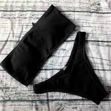 Load image into Gallery viewer, Solid Bikini Swimsuit Women Bikini Set  Off Shoulder Swimwear Two Piece Strap Bikini Sets for Women High Waist Teens Bathing Suits Off Shoulder Swimsuit Beachwear
