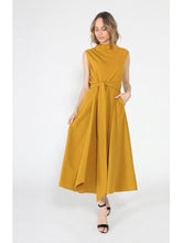 Load image into Gallery viewer, Solid Color Front Tie Belt Mock Neck Dress
