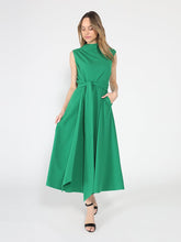 Load image into Gallery viewer, Solid Color Front Tie Belt Mock Neck Dress
