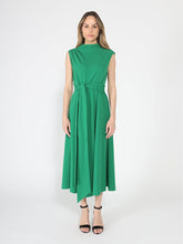 Load image into Gallery viewer, Solid Color Front Tie Belt Mock Neck Dress
