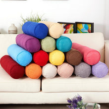 Load image into Gallery viewer, Solid Long Round Maternity Pillow Cotton linen Neck Headrest Body pillow Bed Chair Car Seat Backrest Sleeping Pillow Round Cervical Roll Cylinder Bolster Pillow with Removable Washable Cover, Ergonomically Designed  for Head Neck Spine
