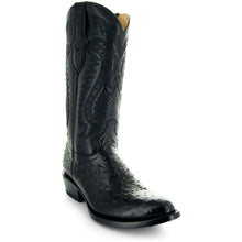 Load image into Gallery viewer, Men's Black Ostrich Print Cowboy Boots (H7002)
