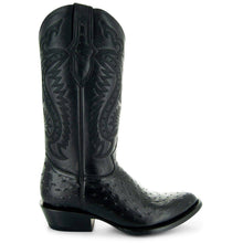 Load image into Gallery viewer, Men's Black Ostrich Print Cowboy Boots (H7002)
