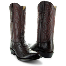 Load image into Gallery viewer, Men's  Brown Ostrich Print Cowboy Boots (H7002)
