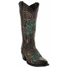 Load image into Gallery viewer, Turquoise Rose Inlayed Women's Cowgirl Boots (M50032)
