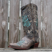 Load image into Gallery viewer, Turquoise Rose Inlayed Women's Cowgirl Boots (M50032)
