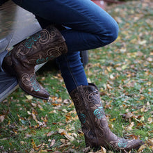 Load image into Gallery viewer, Turquoise Rose Inlayed Women's Cowgirl Boots (M50032)
