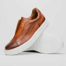 Load image into Gallery viewer, 65-225-CGN SPETTACOLARE Italian Pebble Grain Calfskin Sneakers Cognac
