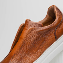 Load image into Gallery viewer, 65-225-CGN SPETTACOLARE Italian Pebble Grain Calfskin Sneakers Cognac
