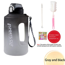 Load image into Gallery viewer, Sport 2l Water Bottle Reminder Plastic Straw Water Bottle Fitness Big Bottles 1500ML / 2300ML / 3800ML 2 liter  Sports Drinking Bottle Reusable Easy Clean Sealing Water Bottle with Lanyard for Hiking
