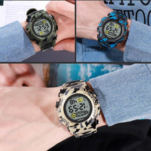 Load image into Gallery viewer, Sports Military Kids Digital Watches Student Childrens Watch Fashion Luminous Led Alarm Camouflage Green Waterproof Digital Sport Watches For Kids Birthday Presents Gifts
