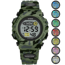 Load image into Gallery viewer, Sports Military Kids Digital Watches Student Childrens Watch Fashion Luminous Led Alarm Camouflage Green Waterproof Digital Sport Watches For Kids Birthday Presents Gifts
