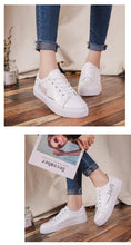 Load image into Gallery viewer, Spring Fashion Breathble Women Sneakers Leather Platform Shoes Women Lace Up Casual Shoes White Fashion Sneakers White PU Leather Platform Sneaker For Women Lace Up Walking Sneakers
