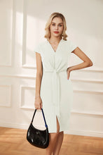 Load image into Gallery viewer, GRACE KARIN Women's Summer Midi Dresses Cap Sleeve Tie Waist Work Dress Slit V-Neck Bodycon Dress Business Casual Outfits Small Ivory - # GIAA231710003
