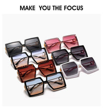 Load image into Gallery viewer, Square Oversized Sunglasses for Women Men Flat Top Fashion Shades Big Frame Sunglasses For Women With Hollow Glasses &amp; New Legs Fashionable Sunglasses For Men &amp; Women

