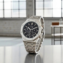 Load image into Gallery viewer, Stainless Steel Chronograph Watch- ChronoLunar Black Dial by Dapper Watches
