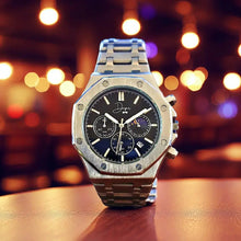Load image into Gallery viewer, Stainless Steel Chronograph Watch- ChronoLunar Black Dial by Dapper Watches

