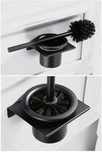 Load image into Gallery viewer, Stainless Steel Toilet Brush Holder Black Wall Mounted Toilet Bowl Brush Holder For Bathroom Cleaning Kit
