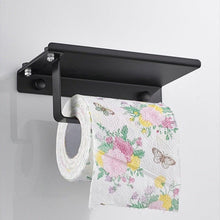 Load image into Gallery viewer, Stainless Steel Toilet Paper Holder Bathroom Wall Mount WC Paper Phone Holder Shelf Towel Roll shelf Accessories Toilet Paper Holder With Phone Shelf Aluminum Bathroom Accessories Tissue Roll Dispenser Storage Rack, Wall Mounted Modern Paper Towel Adapter
