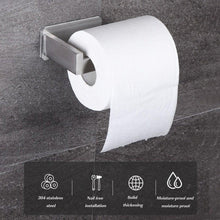 Load image into Gallery viewer, Stainless Steel Toilet Roll Holder Self Adhesive In Bathroom Tissue Paper Holder Black Finish Easy Installation No Screw Toilet Paper Holder Matte Black Toilet Tissue Roll Holders Dispenser And Hangers Wall Mounted For Bathroom And Kitchen
