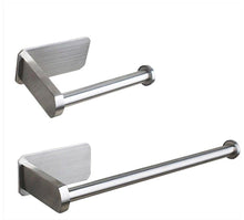 Load image into Gallery viewer, Stainless Steel Wall Toilet Paper Roll Holder Black Silver Self Adhesive Toilet Paper Holder for Bathroom Stick Wall Towel Rack
