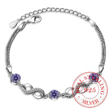 Load image into Gallery viewer, Sterling Silver Endless Love Infinity Chain Link Adjustable Women Bracelet Luxury Silver Infinity Endless Love Symbol Charm Adjustable Bracelet Valentines Day Gift For Wife Women Girls Mom
