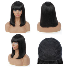 Load image into Gallery viewer, Straight Bob Human Hair Wigs With Bangs Short Brazilian Human Hair Bob Wigs For Woman No Lace Full Machine Made Human Hair Wigs For Black Women Gifts for Girlfriends
