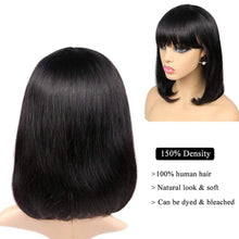 Load image into Gallery viewer, Straight Bob Wig Human Hair Wig With Bangs Short Bob Human Hair Wigs For Women Brazilian Straight Fringe Human Hair Wigs For Black Women Gifts for Girlfriends
