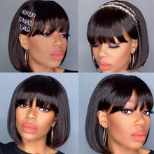Load image into Gallery viewer, Straight Bob Wig Human Hair Wig With Bangs Short Bob Human Hair Wigs For Women Brazilian Straight Fringe Human Hair Wigs For Black Women Gifts for Girlfriends
