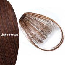 Load image into Gallery viewer, Straight Light Brown Dark Brown Blunt Air Bangs Front Hair Fringes bangs Clip in Neat Women Fringes Natural Flat Neat Bangs With Temples For Women One Piece Hairpiece
