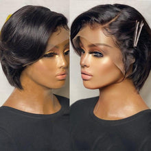 Load image into Gallery viewer, Straight Pixie Cut Wig Side Part Lace Front Human Hair Wigs Pre-plucked for Black Women Brazilian Bob Wig Transparent Lace Wigs Human Hair Wigs For Black Women Gifts for Girlfriends
